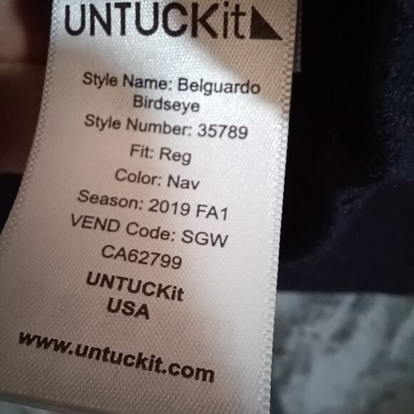 UNTUCKit Sweater Navy Merino Wool Belguardo Birdseye Pullover Large - Picture 6 of 9